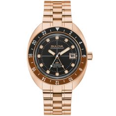 Bulova Oceanographer GMT Automatic Rose Gold-Tone Bracelet Watch 41mm - 97B215