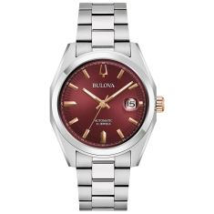 Bulova Surveyor Automatic Burgundy Dial Stainless Steel Watch 39mm - 98B422