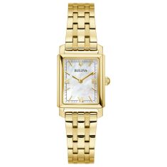 Bulova Sutton Mother-of-Pearl Dial Gold-Tone Stainless Steel Bracelet Watch 21mm - 97L177