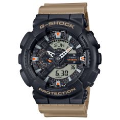 Casio G-Shock 110 Series Analog-Digital Black and Tan Resin Watch 55mm - GA110TU-1A5