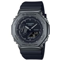 Casio G-Shock Analog-Digital All Black Octagonal Metal Bezel Watch | GM2100BB-1A