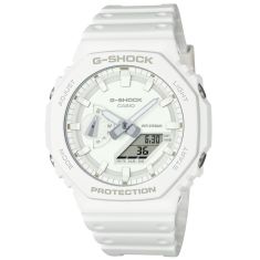 Casio G-Shock Analog-Digital Carbon Core Guard Tone-on-Tone White Resin Strap Watch - GA2100-7A7