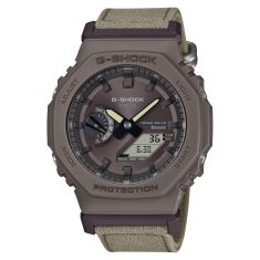 Casio G-Shock Analog-Digital Connected Solar Khaki Grey Cloth Strap Watch - GAB2100CT-5A