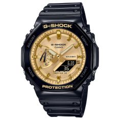 Casio G-Shock Analog-Digital Gold-Tone Dial Black Resin Strap Watch - GA2100GB-1A