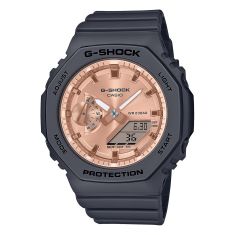 Casio G-Shock Analog-Digital Pink Gold-Tone Dial Black Resin Strap Watch - GMAS2100MD1A