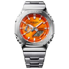 Casio G-Shock G-Steel GM2110D Analog-Digital Orange Dial Stainless Steel Watch 43mm - GM2110D-4A