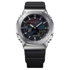 Casio G-Shock G-Steel Rainbow Brick Wall Analog-Digital 2100 Series Black Resin Watch - GM-2100RW-1A