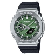 Casio G-Shock G-Steel Solar Connected Green Dial Black Resin Strap Watch - GBM2100A-1A3