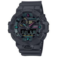 Casio G-Shock GA-700 Series Analog-Digital Multi-Color Black Resin Watch 57.5mm - GA700MF-1A