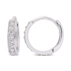 Child's 1/10ctw Diamond 14k White Gold Huggie Hoop Earrings