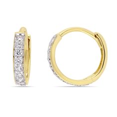 Child's 1/10ctw Diamond 14k Yellow Gold Huggie Hoop Earrings
