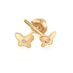 image of Child's Diamond Accent Butterfly Yellow Gold Stud Earrings with sku:20502308