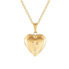Child's Gold-Filled Heart and Cross Locket Necklace