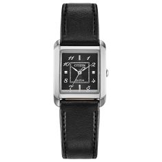 Citizen Bianca Black Dial and Black Leather Strap Watch 22mm - EW5600-01E