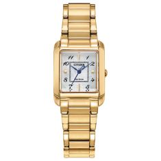 Citizen Bianca White Dial Gold-Tone Stainless Steel Bracelet Watch 22mm - EW5602-57D