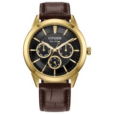 Citizen Classic Black Dial Brown Leather Strap Watch 40mm - BU2112-06E