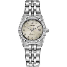Citizen Corso Diamond Accent Taupe Dial Stainless Steel Bracelet Watch 28mm - EW2710-51X