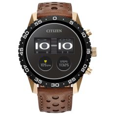 Citizen CZ Smart Sport Wear OS Brown Perforated Leather Strap Watch | 44mm | MX1016-28X