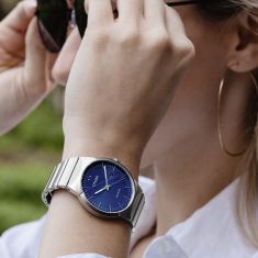 Citizen Eco-Drive Axiom Blue Dial Stainless Steel Bracelet Watch | 32mm | EW2670-53L