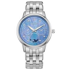 Citizen Eco-Drive Calendrier Moonphase Blue Diamond Accent Dial Stainless Steel Watch | 37mm | FD0000-52N