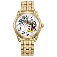 Citizen Eco-Drive Disney Mickey Classic Gold-Tone Bracelet Watch | 36mm | FE7093-57W