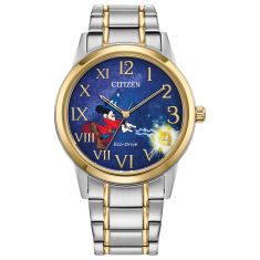 Citizen Eco-Drive DISNEY Mickey Mouse Sorcerer's Apprentice Mickey Two-Tone Bracelet Watch | 40mm | FE7064-71W
