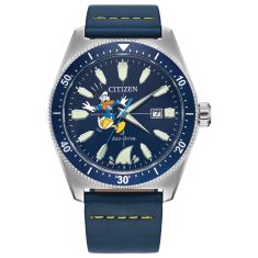 Citizen Eco-Drive DISNEY Mickey's Friends Donald Duck Blue Leather Strap Watch | 42mm | AW1790-05W