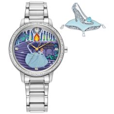 Citizen Eco-Drive Disney Princess Cinderella Crystal Accent and Stainless Steel Bracelet Watch and Pin Set | 36mm | FE7041-51W