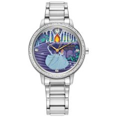 Citizen Eco-Drive Disney Princess Cinderella Crystal Accent and Stainless Steel Bracelet Watch and Pin Set | 36mm | FE7041-51W