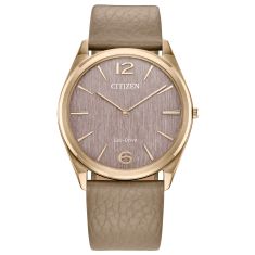 image of Citizen Eco-Drive Dress Classic Pink Dial Beige Leather Strap Watch 38.4mm - AR3123-00X with sku:AR3123-00X
