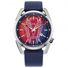 Citizen Eco-Drive Marvel Classic Avengers Spider-Man Blue Leather Strap Watch | 42mm | AW1680-03W