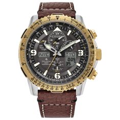 Citizen Eco-Drive Promaster Skyhawk A-T Grey Dial and Brown Leather Strap Watch | 45mm | JY8084-09H