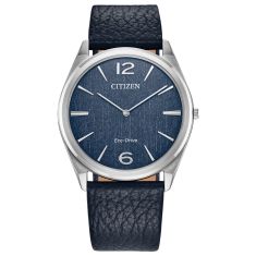 Citizen Eco-Drive Suratto Blue Dial Blue Leather Strap Watch 38.4mm - AR3120-08L