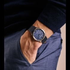 Citizen Eco-Drive Suratto Blue Dial Blue Leather Strap Watch 38.4mm - AR3120-08L