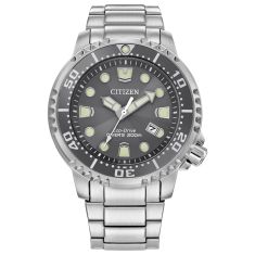 Citizen Eco Drive Promaster Dive Grey Dial Stainless Steel Bracelet Watch 44mm - BN0167-50H