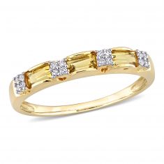 Citrine and 1/15ctw Diamond Yellow Gold Stackable Ring