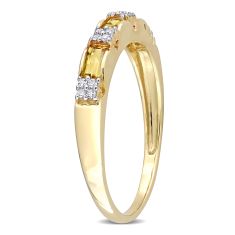 Citrine and 1/15ctw Diamond Yellow Gold Stackable Ring