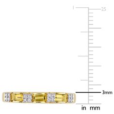 Citrine and 1/15ctw Diamond Yellow Gold Stackable Ring