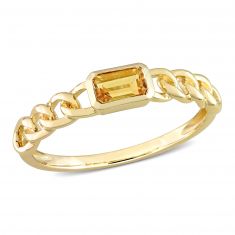 Citrine Yellow Gold Chain Link Stackable Ring