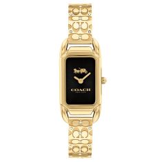 COACH Cadie Black Dial Gold-Tone Crystal Bangle Bracelet Watch 17.5mm x 28.5mm - 14504250