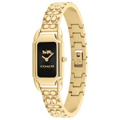 COACH Cadie Black Dial Gold-Tone Crystal Bangle Bracelet Watch 17.5mm x 28.5mm - 14504250