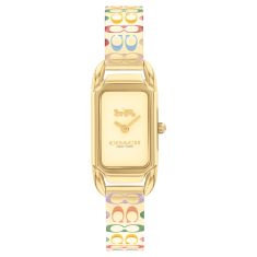 COACH Cadie Gold-Tone Rainbow Enamel Bangle Bracelet Watch 17.5mm x 28.5mm - 14504195