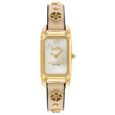 COACH Cadie Mother-of-Pearl Dial Ivory Charm Leather Strap Watch | 17.5 x 28.5mm | 14504115