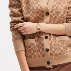 COACH Cadie Signature C Silver-Tone Dial Stainless Steel Bangle Watch 17.5mm x 28.5mm - 14504196