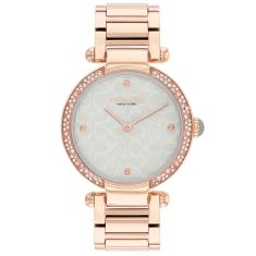 COACH Cary Grey Dial Pink Crystal Rose Gold-Tone Watch 34mm - 14504184