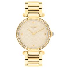 COACH Cary Mother-of-Pearl Dial Gold-Tone Crystal Bracelet Watch 34mm - 14504183