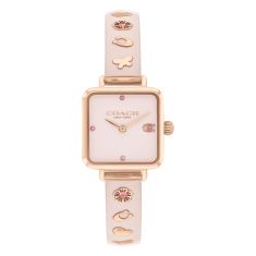 COACH Cass Crystal Accent Blush Resin and Rose Gold-Tone Bangle Bracelet Watch 22mm - 14504309