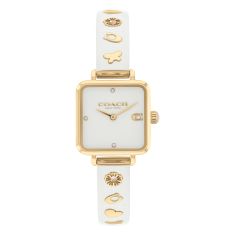 COACH Cass Crystal Accent White Chalk Resin and Stainless Steel Bangle Bracelet Watch 22mm - 14504308