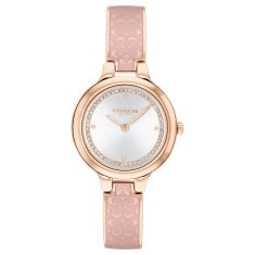 COACH Chelsea Crystal Rose Gold-Tone Pink Signature Enamel Bangle Watch 27mm - 14504331