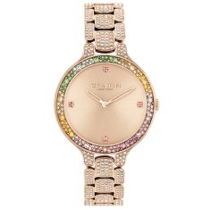 COACH Chelsea Rainbow Crystal Carnation Gold-Tone Stainless Steel Bracelet Watch 32mm - 14504166